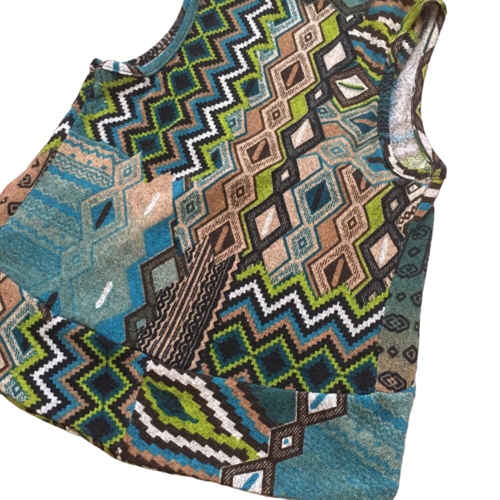 B SHARP Geometric Art to Wear Toggle Vest  Boho Festival Southwestern  SZ XS
